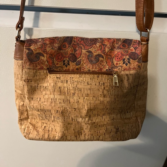 Tan and Brown Cork and Floral Crossbody Bag - Picture 5 of 12